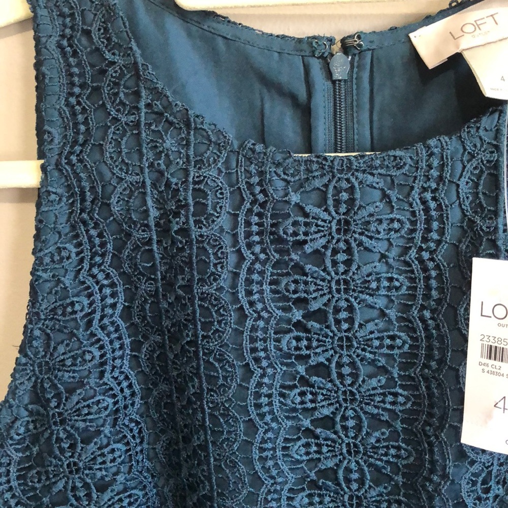 Loft Jewel Tone Jade/Teal Sleeveless Lace Dress